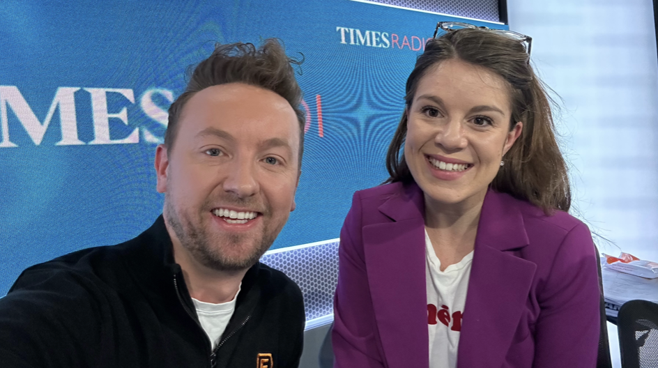 Matt Dronfield and Rosie Wright in the Times Radio Studio